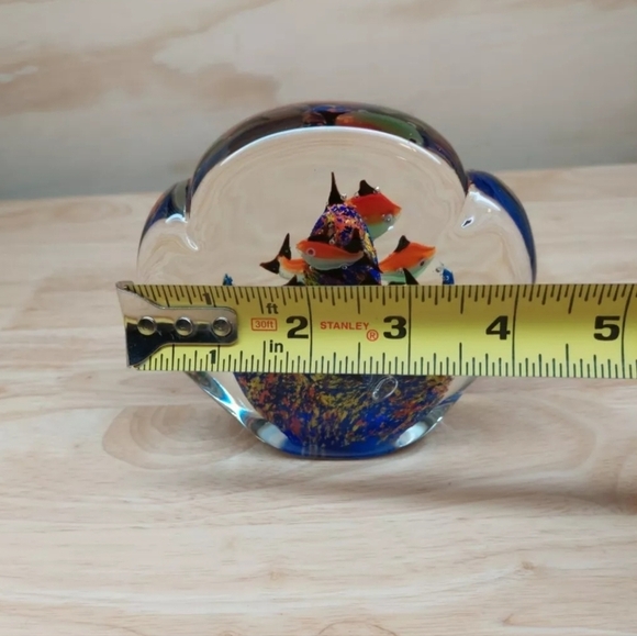Murano? Vintage Art Glass Tropical Fish Paperweight 4.5x4.25 - Picture 7 of 8